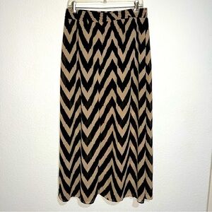 MMC Black & Tan Chevron A Line Flowy Maxi Skirt New XL